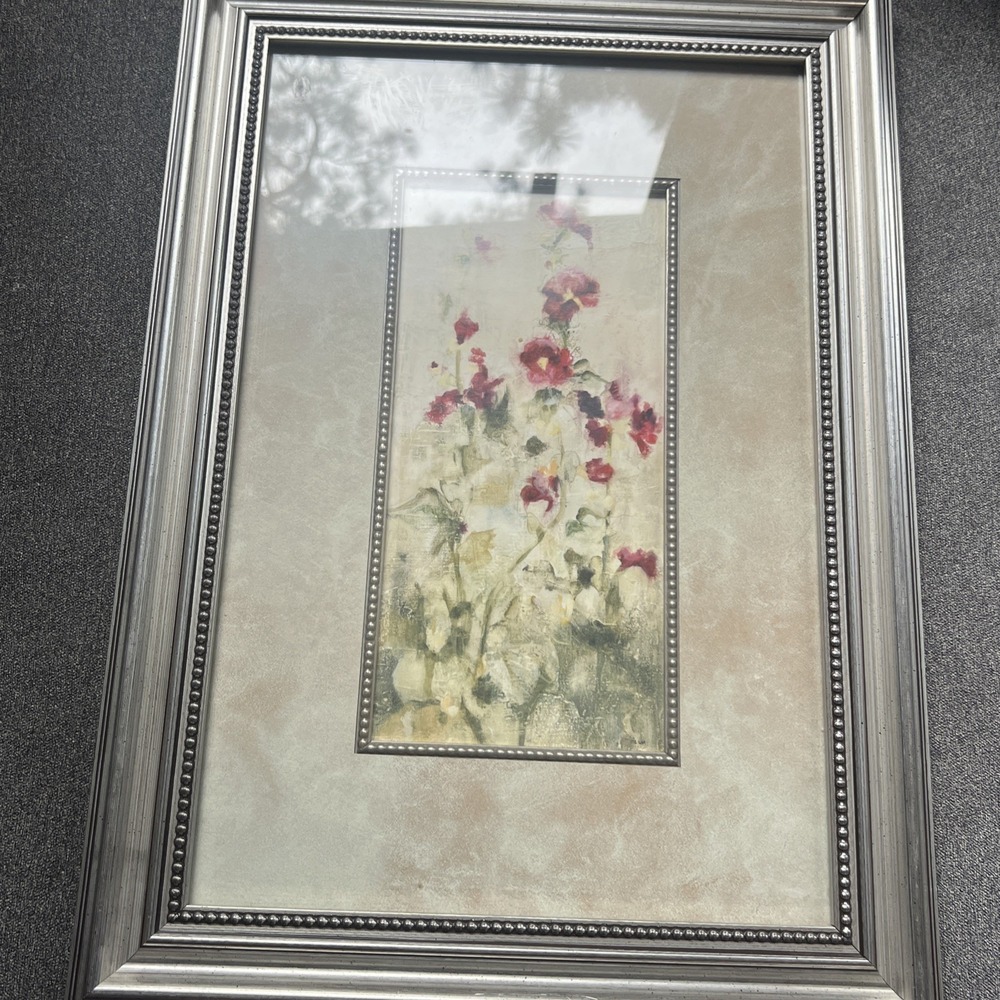 Sonoma Framed Wall Art Unisex 12x18 Silver Cheri Blum Floral Botanical Beaded - Picture 6 of 6